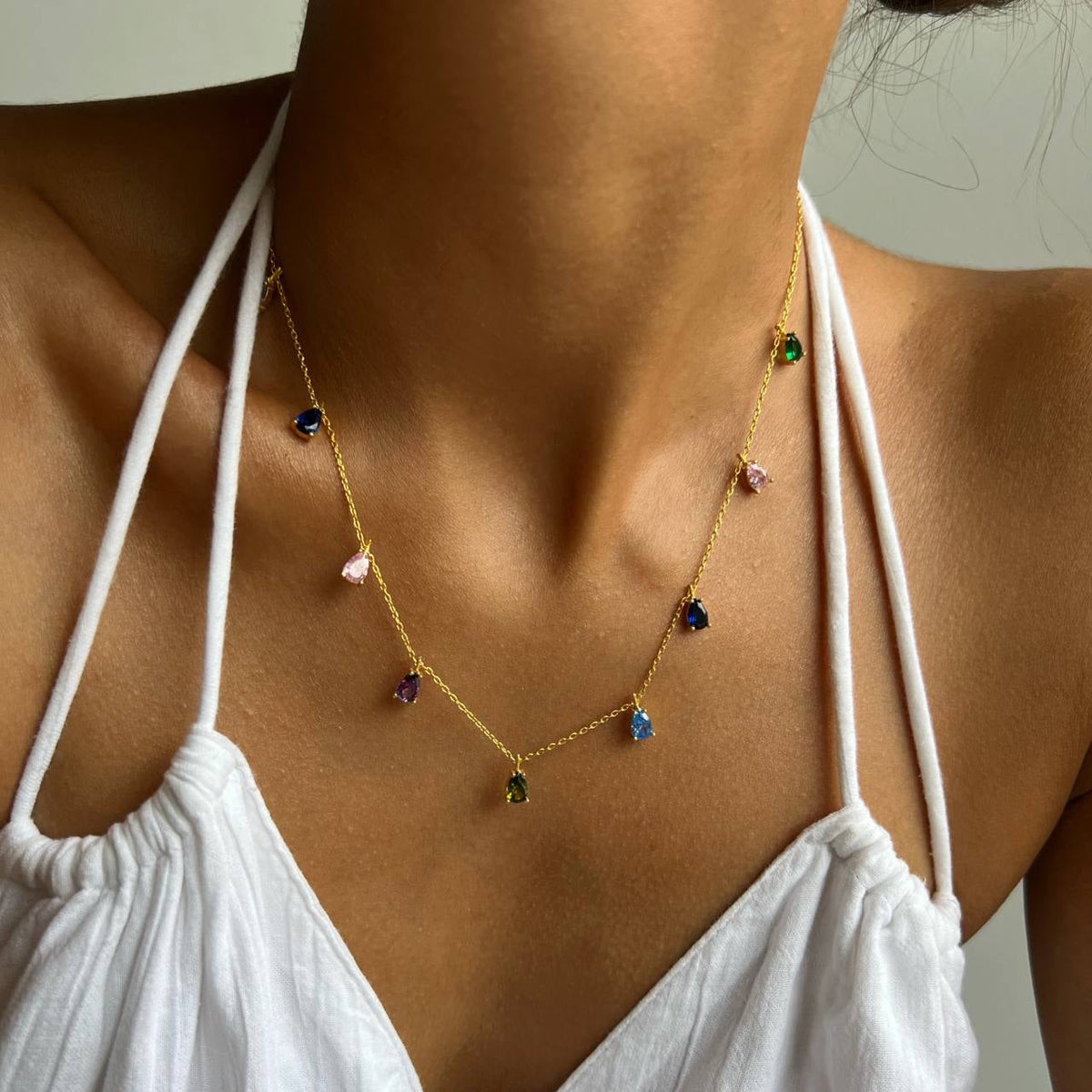 Mix Damla Taş Sallantılı Kolye | 925 Ayar Gümüş – Jeweliay Jewelry – 5