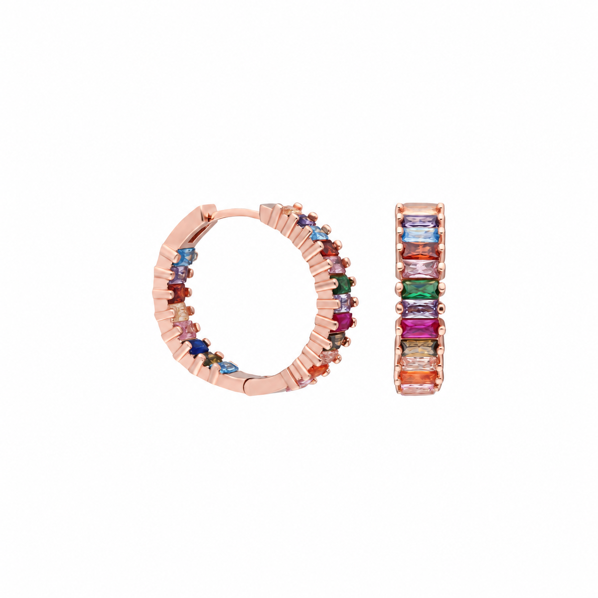 Mix Taşlı Baget Küpe | 925 Ayar Gümüş – Jeweliay Jewelry – 4 – Rose beyaz fon #RENK_rose