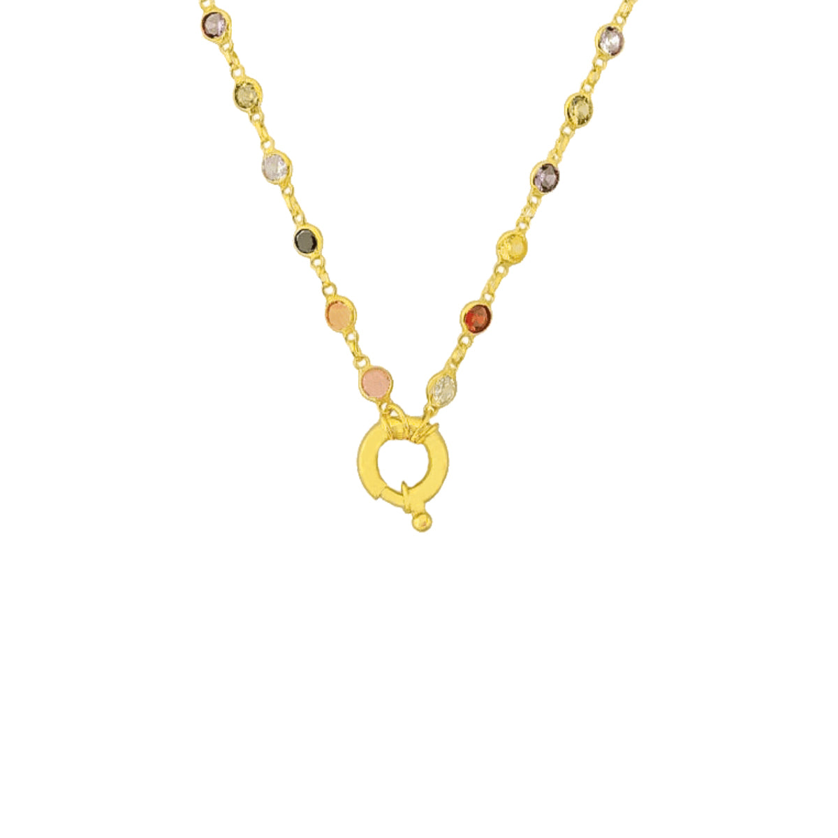 Mix Taşlı Gemici Kilit Kolye | 925 Ayar Gümüş – Jeweliay Jewelry – 1 – Gold beyaz fon #RENK_gold