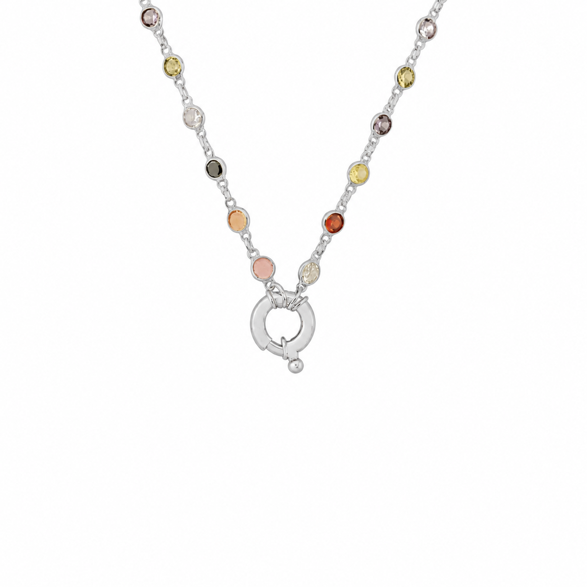 Mix Taşlı Gemici Kilit Kolye | 925 Ayar Gümüş – Jeweliay Jewelry – 2 – Silver beyaz fon #RENK_silver