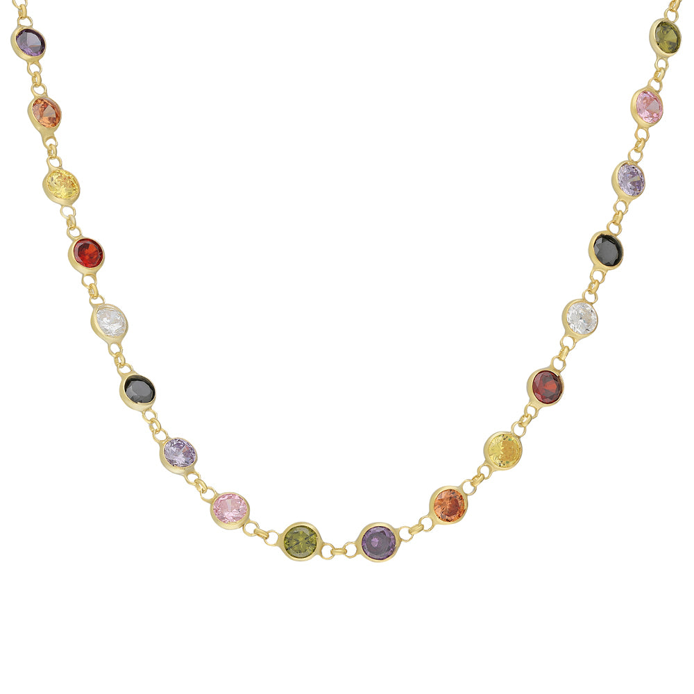 Renkli Kapama Taşlı Kolye | 925 Ayar Gümüş – Jeweliay Jewelry – 3 – Gold beyaz fon #RENK_gold