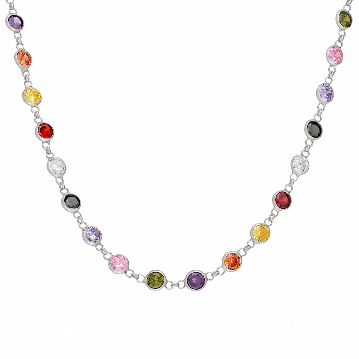 Renkli Kapama Taşlı Kolye | 925 Ayar Gümüş – Jeweliay Jewelry – 8 – Silver beyaz fon #RENK_silver