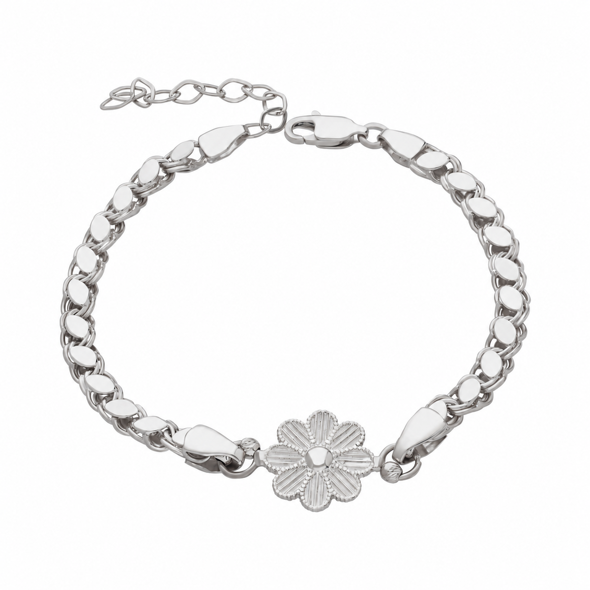 Papatya Figürlü Pullu Zincir Bileklik | 925 Ayar Gümüş – Jeweliay Jewelry – 2 – Silver beyaz fon #RENK_silver