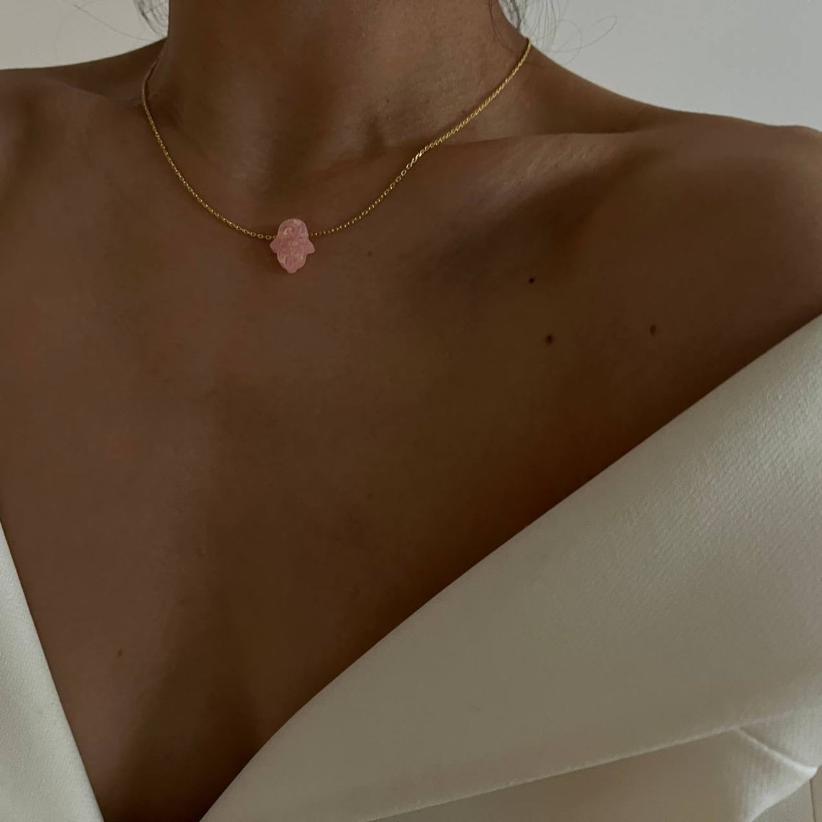 Pembe Fatma Ana Eli Kolye | 925 Ayar Gümüş – Jeweliay Jewelry – 4