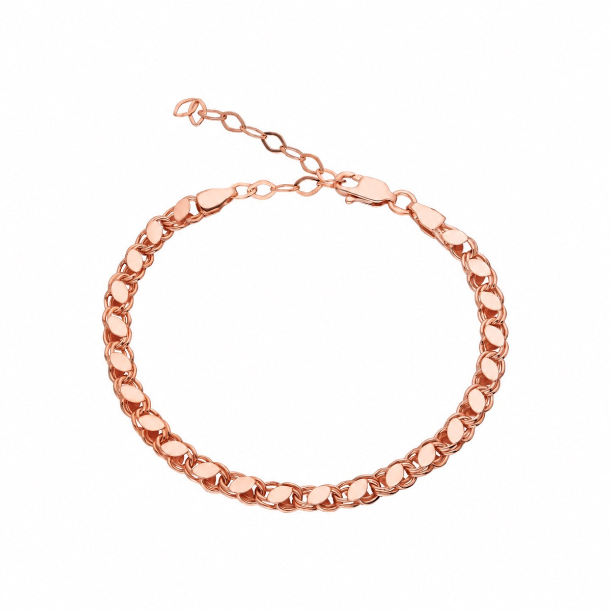 Pullu Arpa Zincir Bileklik | 925 Ayar Gümüş — Rose — beyaz fon #RENK_rose
