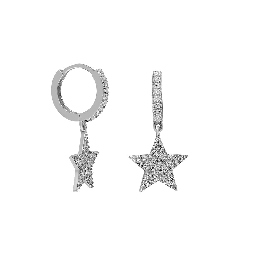 Sallantılı Zirkon Taşlı Yıldız Küpe | 925 Ayar Gümüş – Jeweliay Jewelry – 2 – Silver beyaz fon #RENK_silver