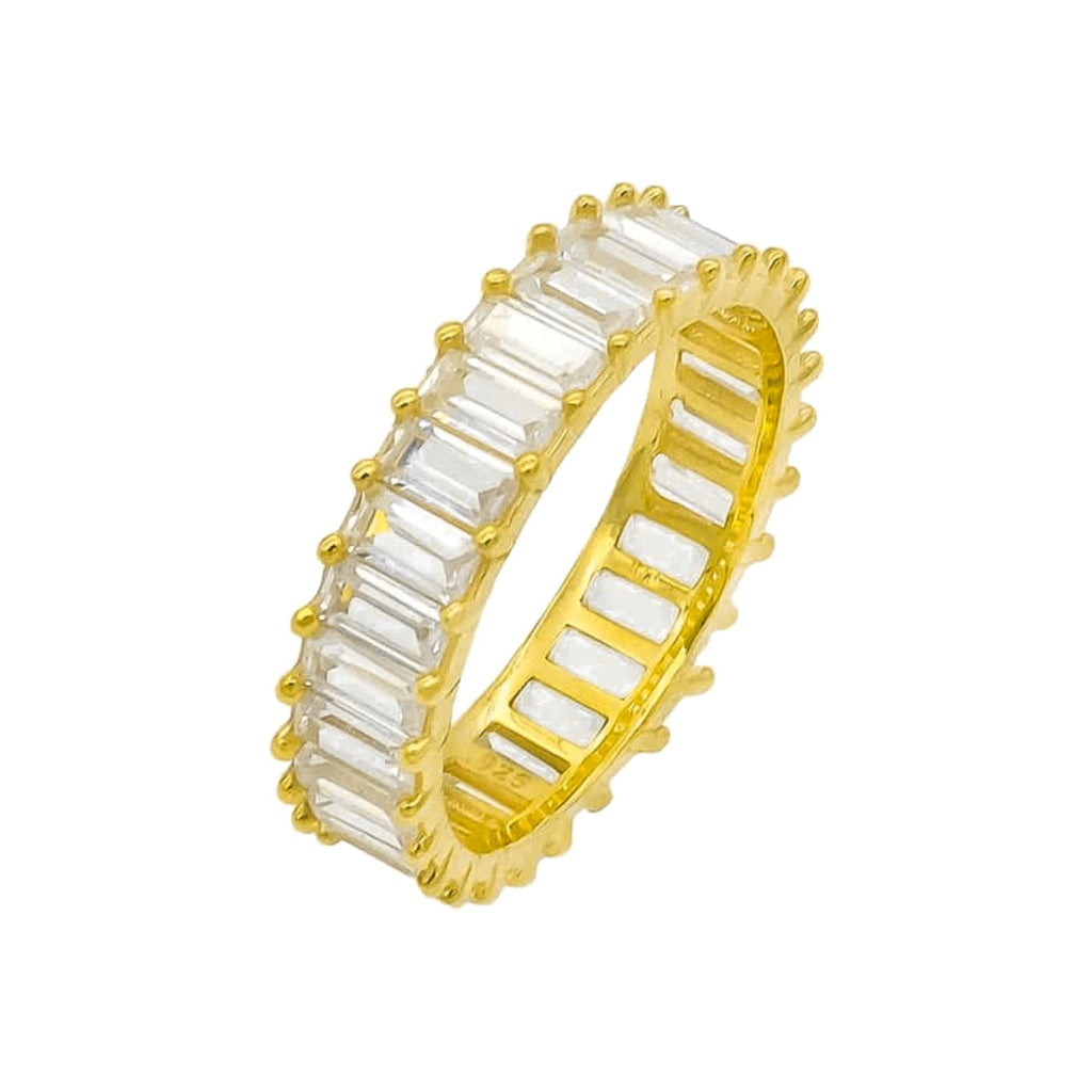 Sıralı Baget Taşlı Yüzük | 925 Ayar Gümüş – Jeweliay Jewelry – 1 – Gold beyaz fon #RENK_gold