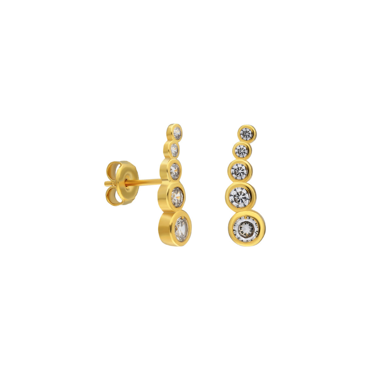 Sıralı Taşlı Asimetrik Çivili Küpe | 925 Ayar Gümüş – Jeweliay Jewelry – 1 – Gold beyaz fon #RENK_gold