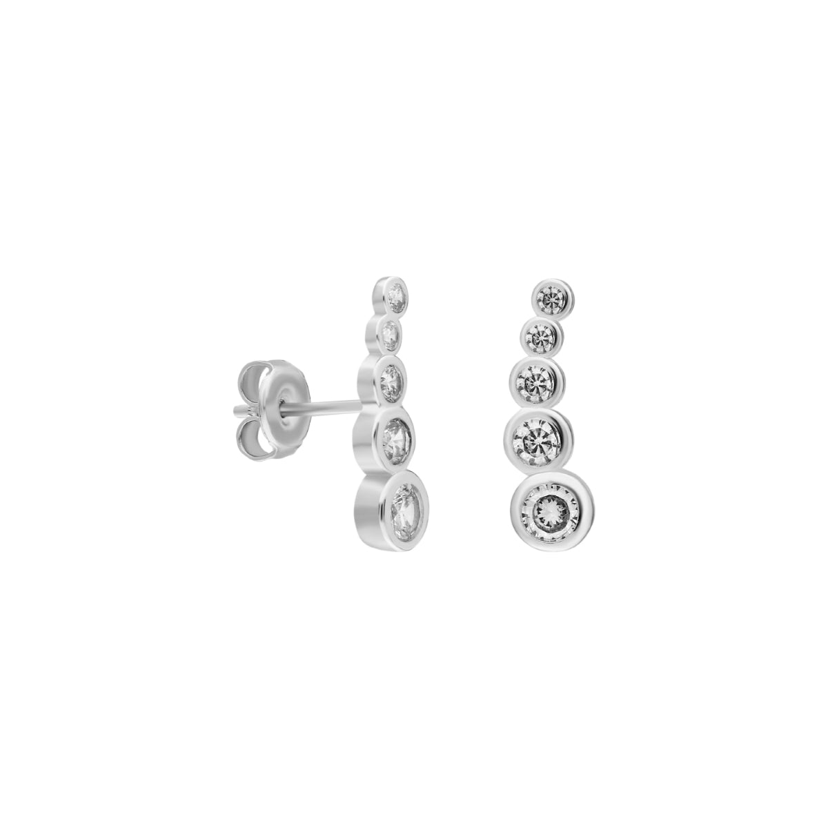 Sıralı Taşlı Asimetrik Çivili Küpe | 925 Ayar Gümüş – Jeweliay Jewelry – 2 – Silver beyaz fon #RENK_silver