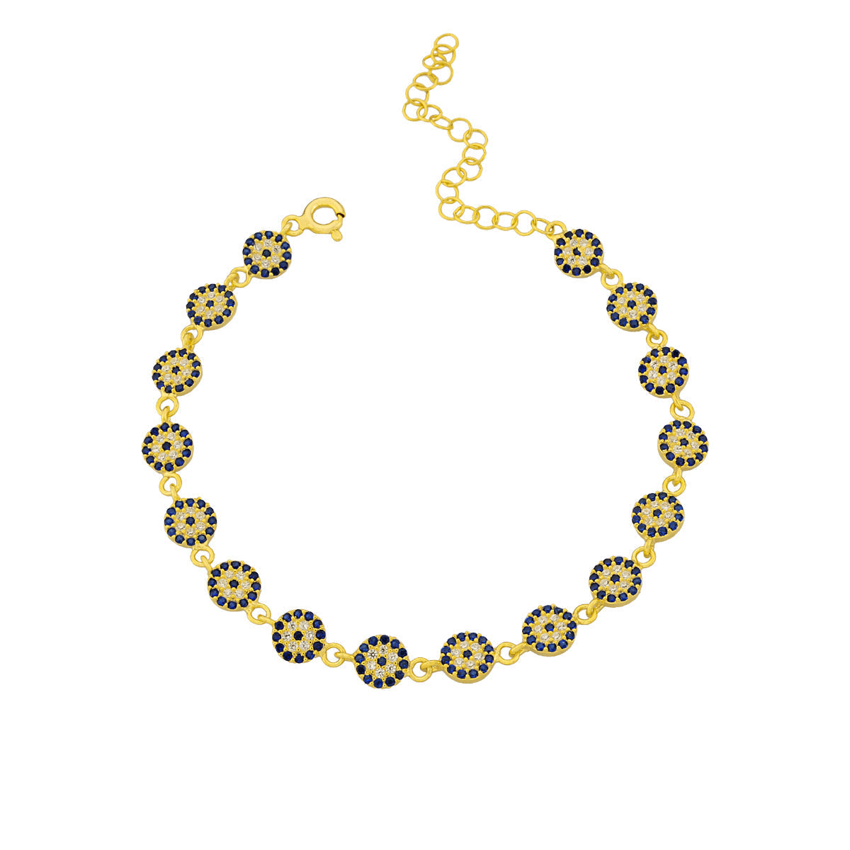 Sıralı Zirkon Taşlı Nazar Bileklik | 925 Ayar Gümüş – Jeweliay Jewelry – 1 – Gold beyaz fon #RENK_gold