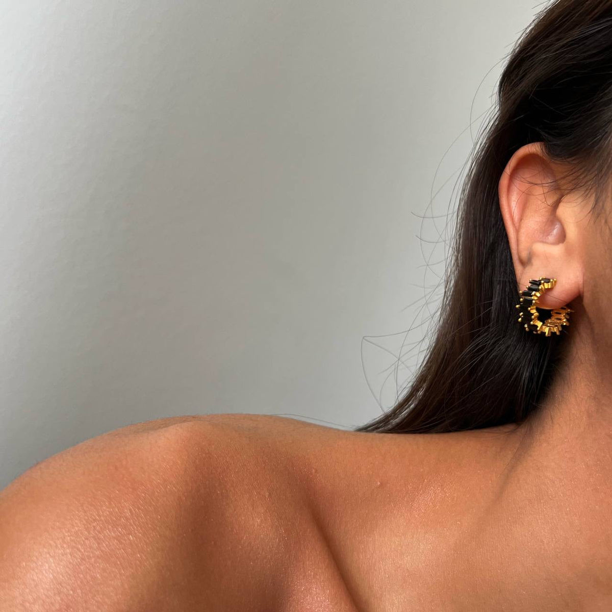 Siyah Baget Taşlı Çivili Küpe | 925 Ayar Gümüş – Jeweliay Jewelry – 7