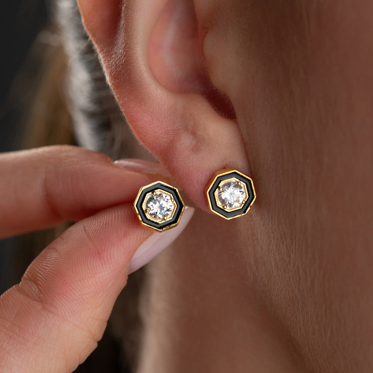 Siyah Mineli Taşlı Küpe | 925 Ayar Gümüş – Jeweliay Jewelry – 5