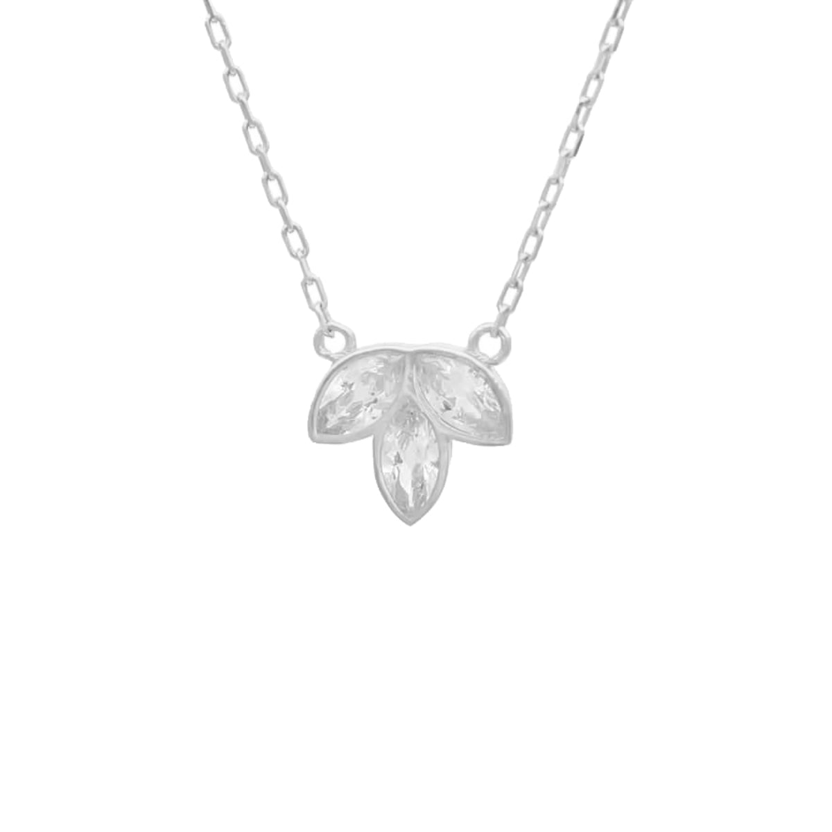 Taşlı Üç Yapraklı Yonca Kolye | 925 Ayar Gümüş – Jeweliay Jewelry – 2 – Silver beyaz fon #RENK_silver