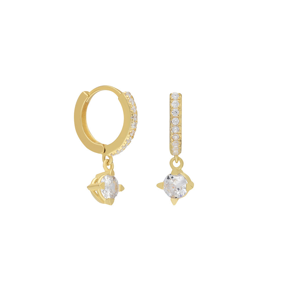 Tek Taş Zirkon Sallantılı Küpe | 925 Ayar Gümüş – Jeweliay Jewelry – 1 – Gold beyaz fon #RENK_gold