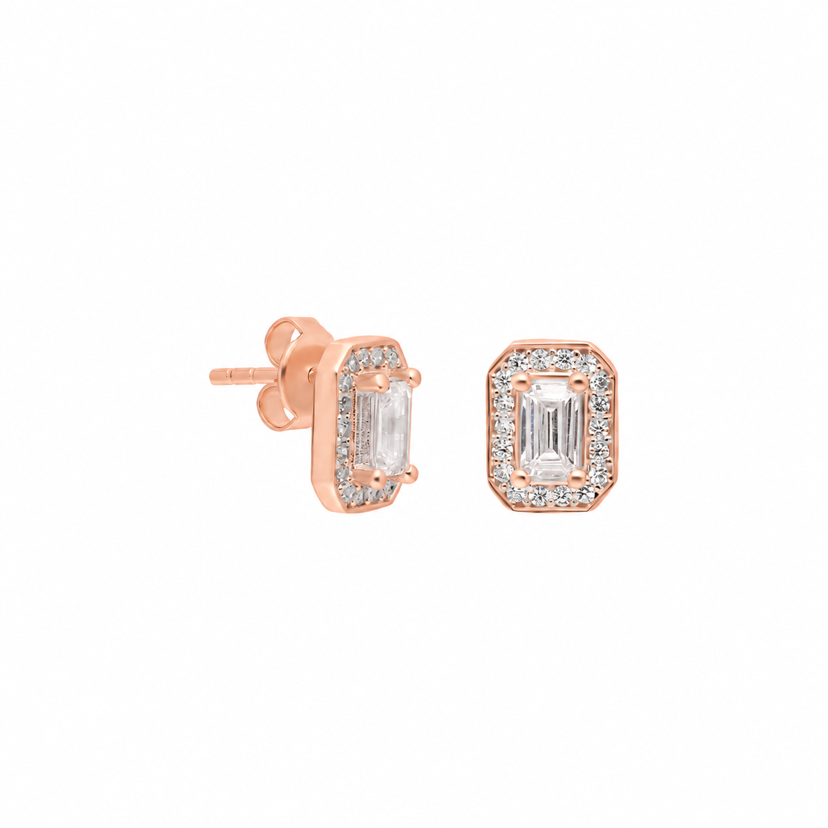 Tektaş Montür Baget Taşlı Küpe | 925 Ayar Gümüş – Jeweliay Jewelry – 3 – Rose beyaz fon #RENK_rose