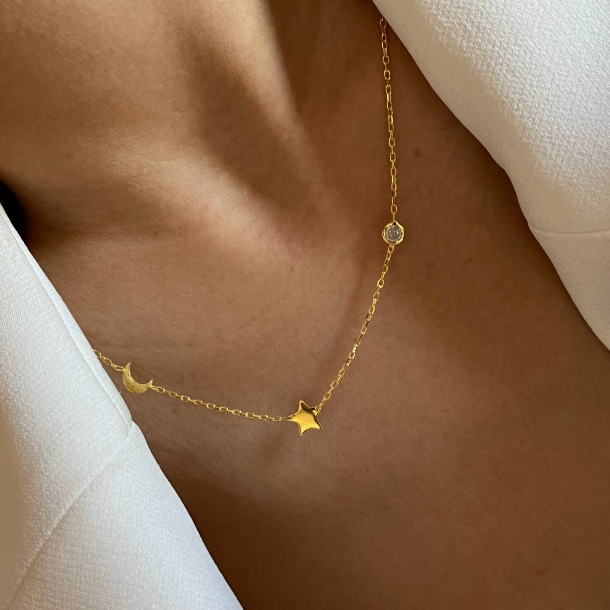 Kapama Taşlı Hilal Yıldız Kolye | 925 Ayar Gümüş – Jeweliay Jewelry – 5