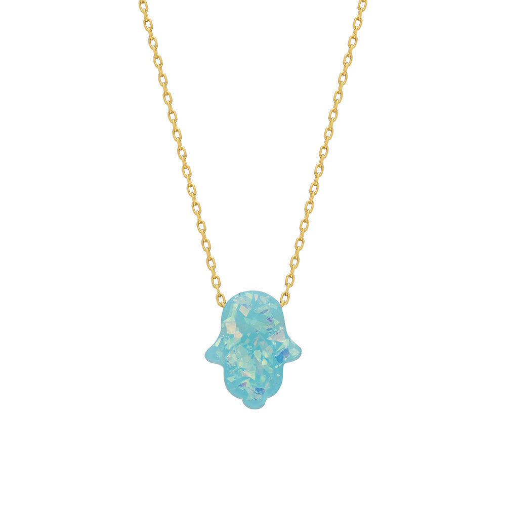 Turkuaz Fatma Ana Eli Kolye | 925 Ayar Gümüş – Jeweliay Jewelry – 1 – Gold beyaz fon #RENK_gold