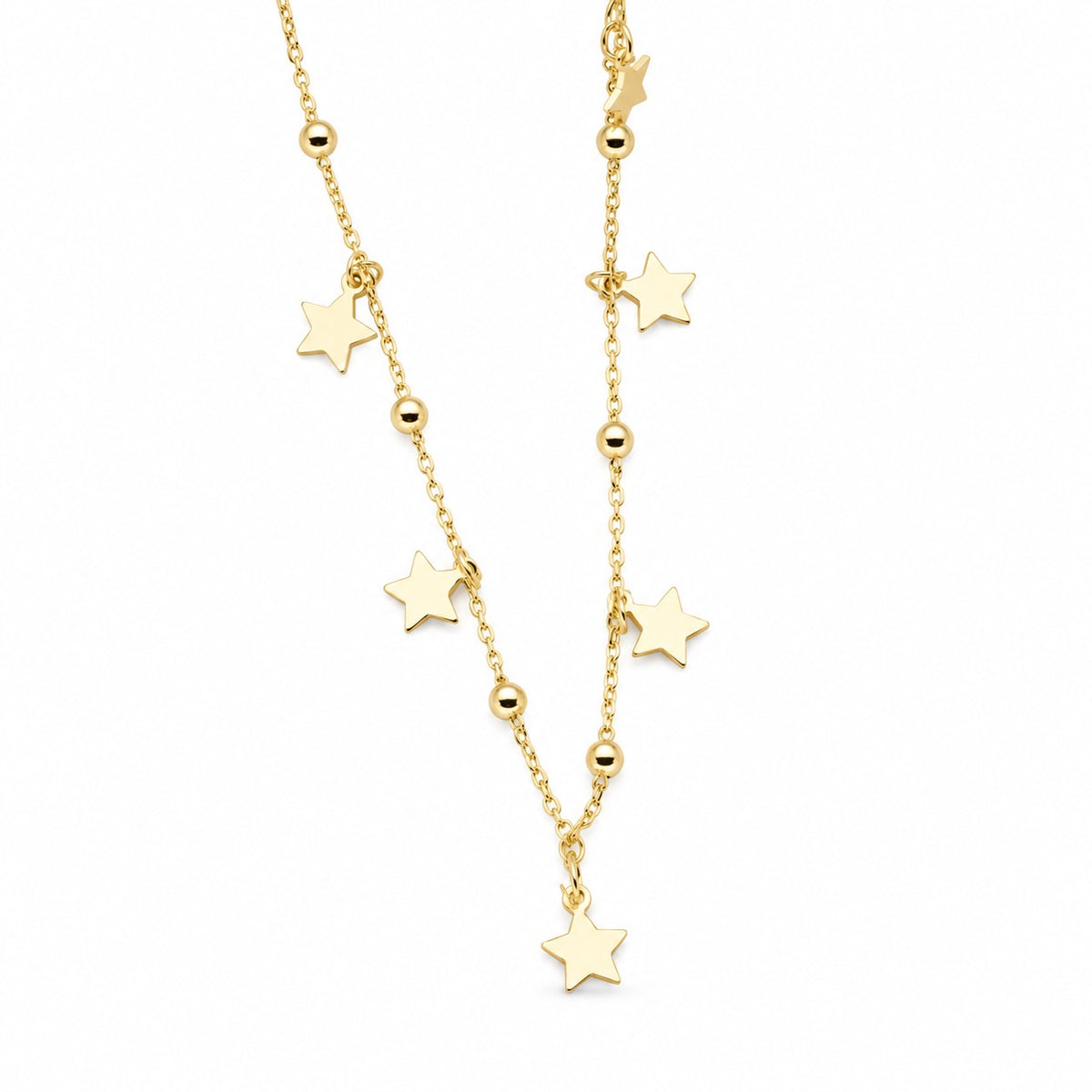 Yıldız Sallantılı Top Zincir Kolye | 925 Ayar Gümüş — Gold — beyaz fon #RENK_gold