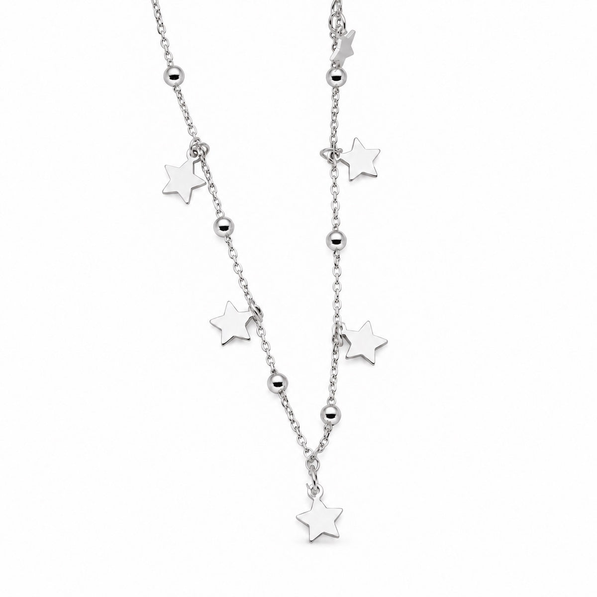 Yıldız Sallantılı Top Zincir Kolye | 925 Ayar Gümüş — Silver — beyaz fon #RENK_silver
