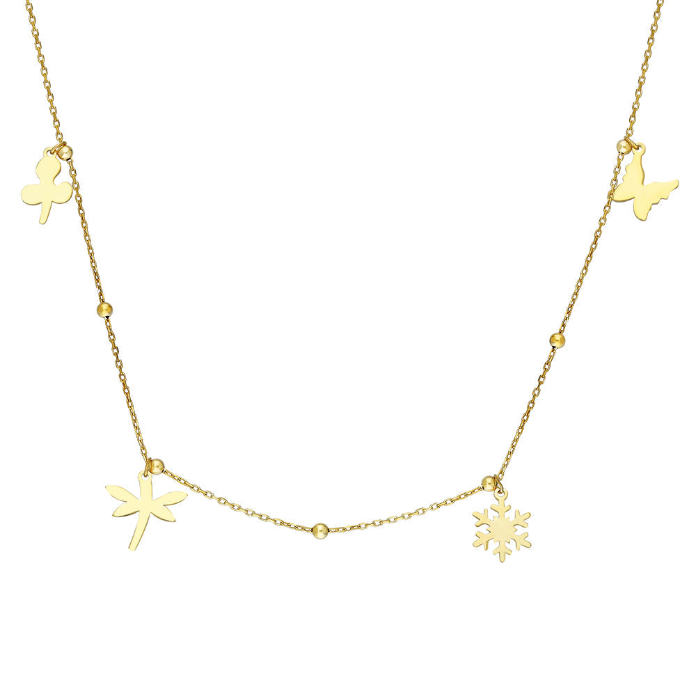 Yonca Yusufçuk Kar Tanesi Kelebek Charm Top Zincir Kolye | 925 Ayar Gümüş – Jeweliay Jewelry – 1 – Gold beyaz fon #RENK_gold