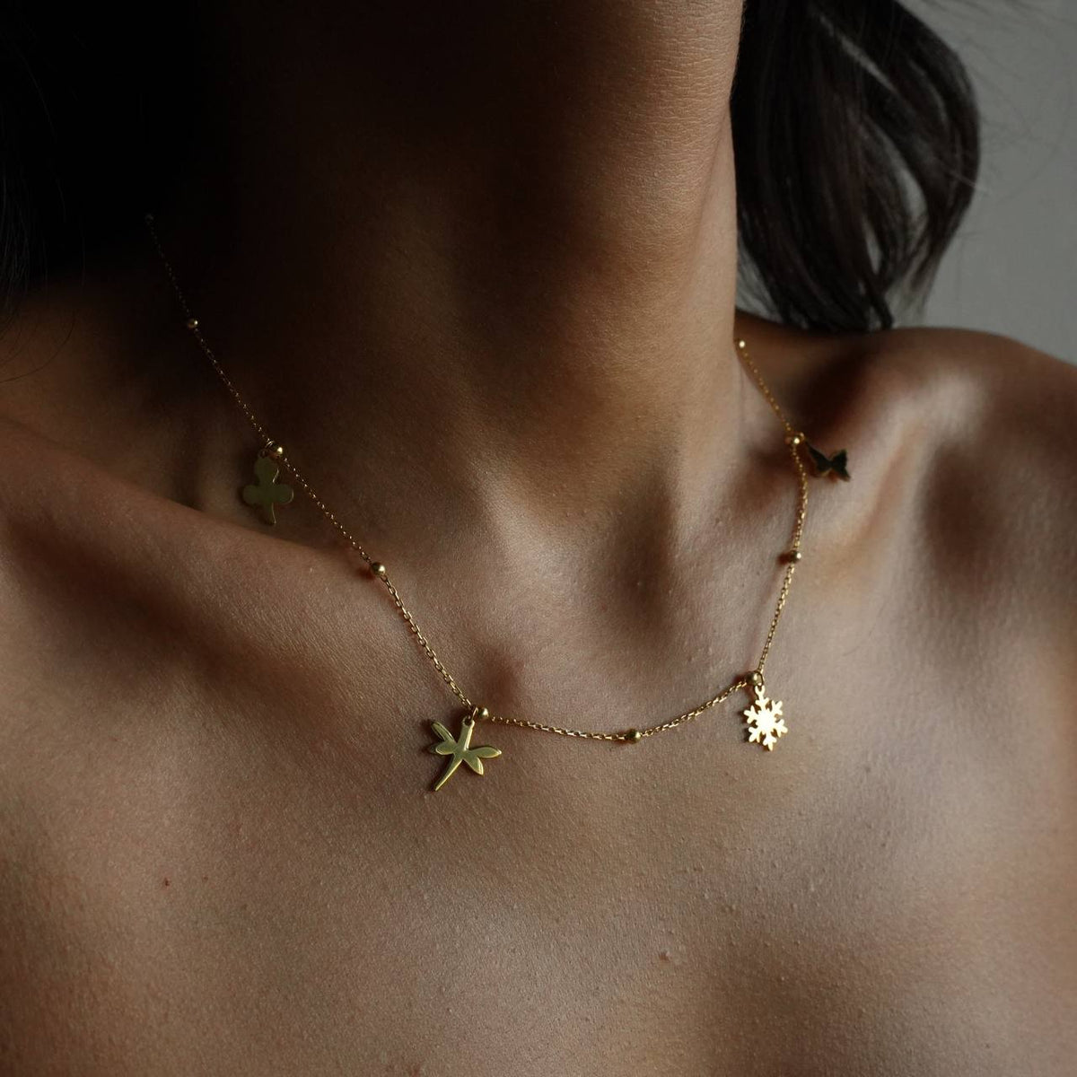 Yonca Yusufçuk Kar Tanesi Kelebek Charm Top Zincir Kolye | 925 Ayar Gümüş – Jeweliay Jewelry – 4