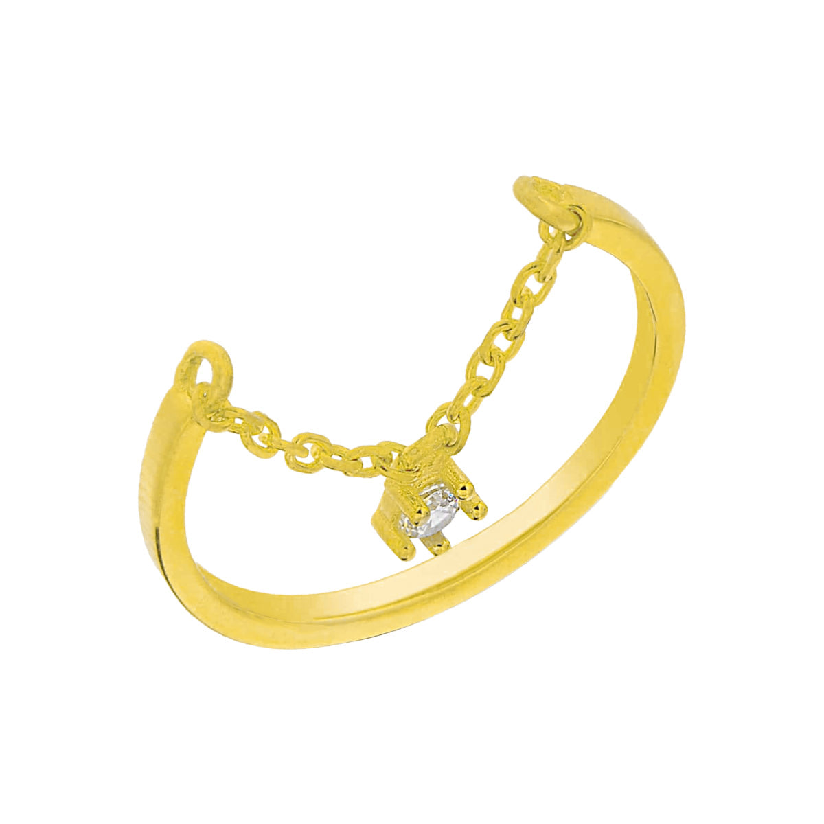 Zincir Sallantılı Tektaş Yüzük | 925 Ayar Gümüş – Jeweliay Jewelry – 1 – Gold beyaz fon #RENK_gold