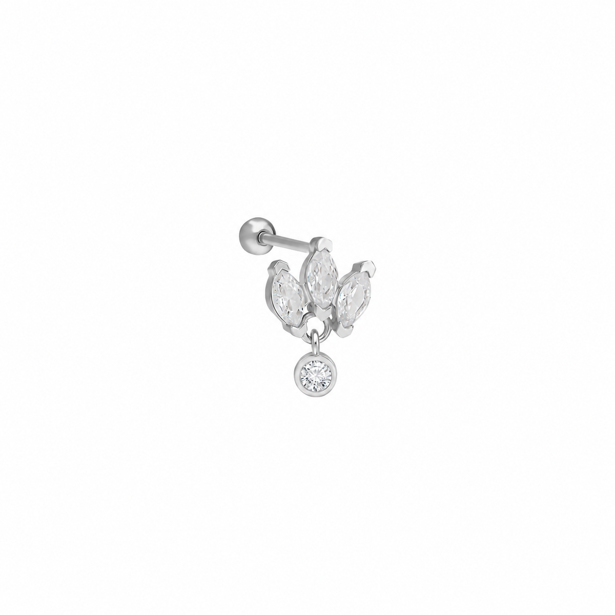 Zirkon Taş Sallantılı Piercing | 925 Ayar Gümüş – Jeweliay Jewelry – 2 – Silver beyaz fon #RENK_silver