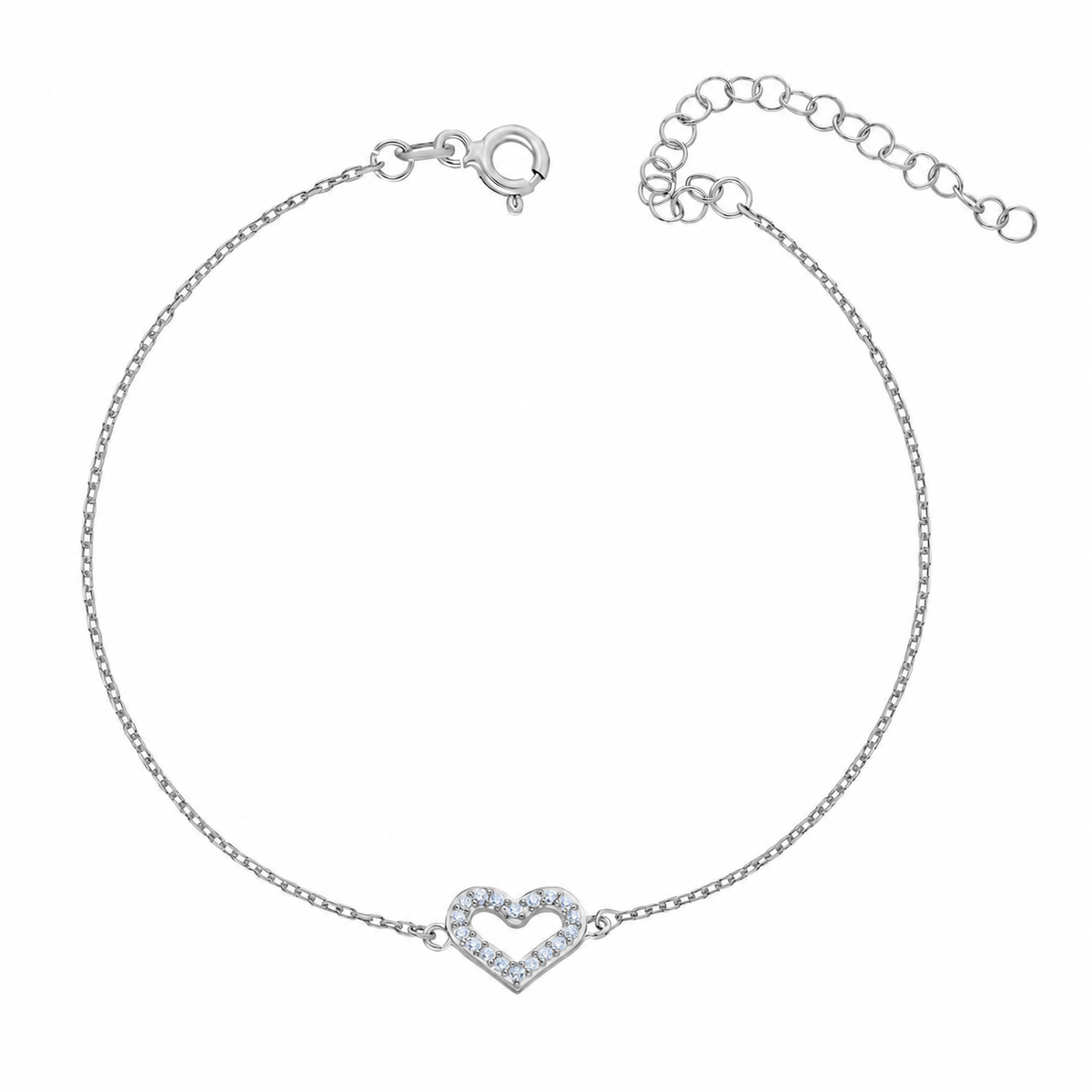 Zirkon Taşlı Bombeli Kalp Bileklik | 925 Ayar Gümüş – Jeweliay Jewelry – 2 – Silver beyaz fon #RENK_silver