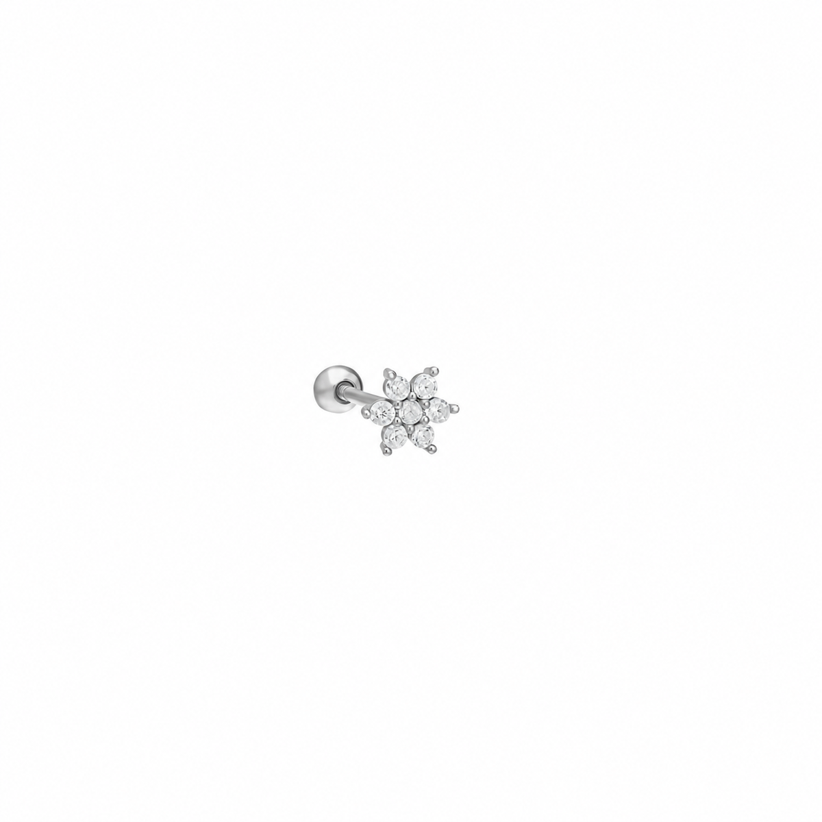 Zirkon Taşlı Çiçek Piercing | 925 Ayar Gümüş – Jeweliay Jewelry – 2 – Silver beyaz fon #RENK_silver
