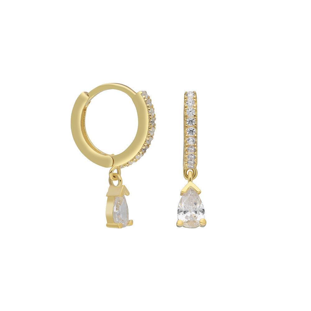 Zirkon Taşlı Damla Taş Sallantılı Küpe | 925 Ayar Gümüş – Jeweliay Jewelry – 1 – Gold beyaz fon #RENK_gold
