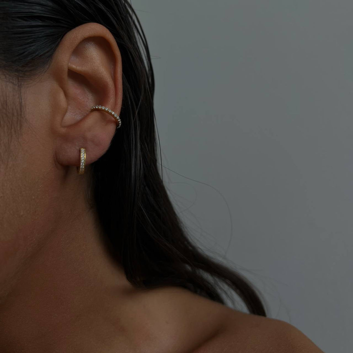 Zirkon Taşlı Halka Kıkırdak Küpe | 925 Ayar Gümüş – Jeweliay Jewelry – 5