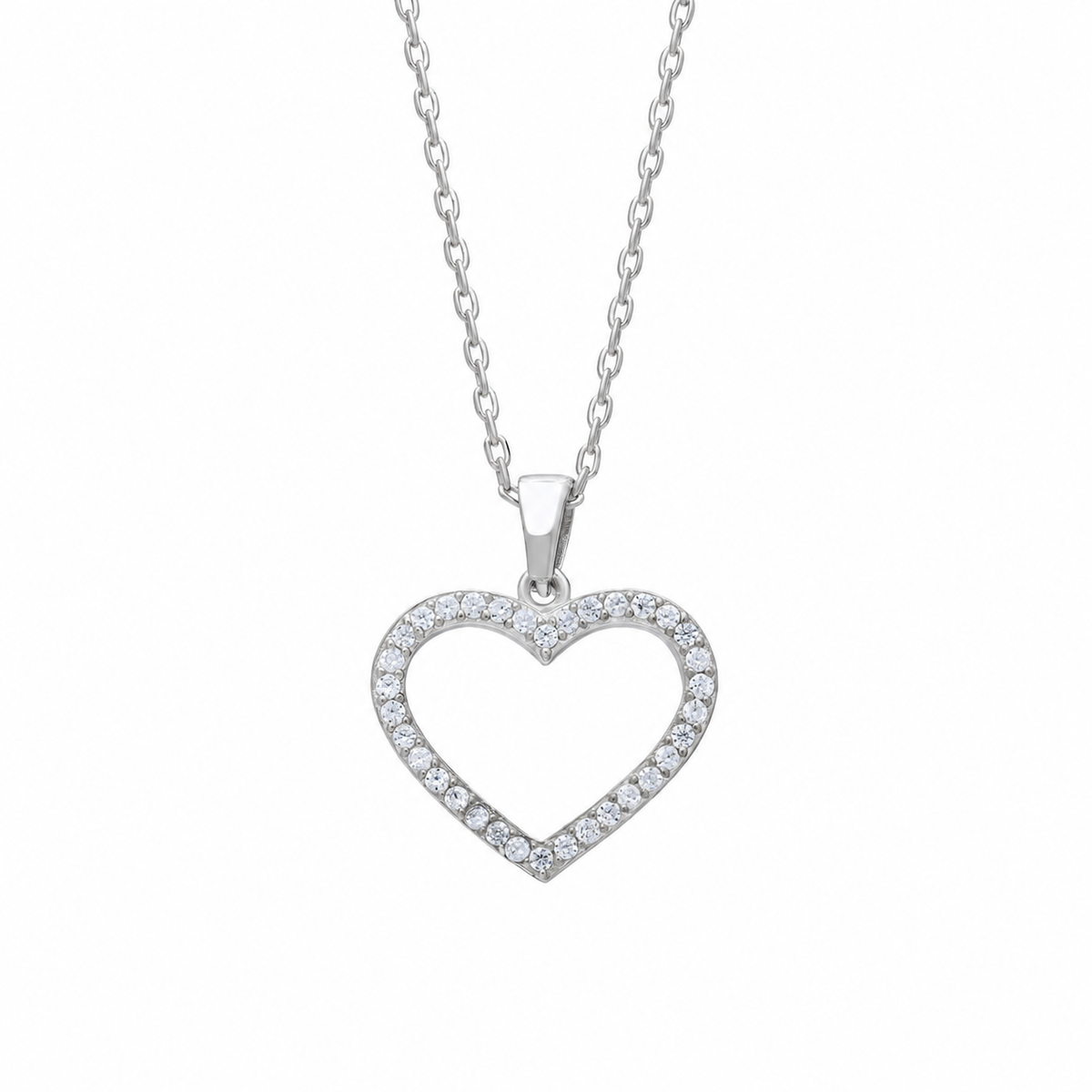 Zirkon Taşlı Kalp Kolye | 925 Ayar Gümüş – Jeweliay Jewelry – 2 – Silver beyaz fon #RENK_silver