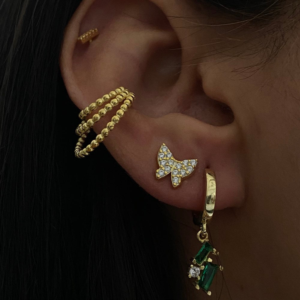 Zirkon Taşlı Kelebek Çivili Küpe | 925 Ayar Gümüş – Jeweliay Jewelry – 5