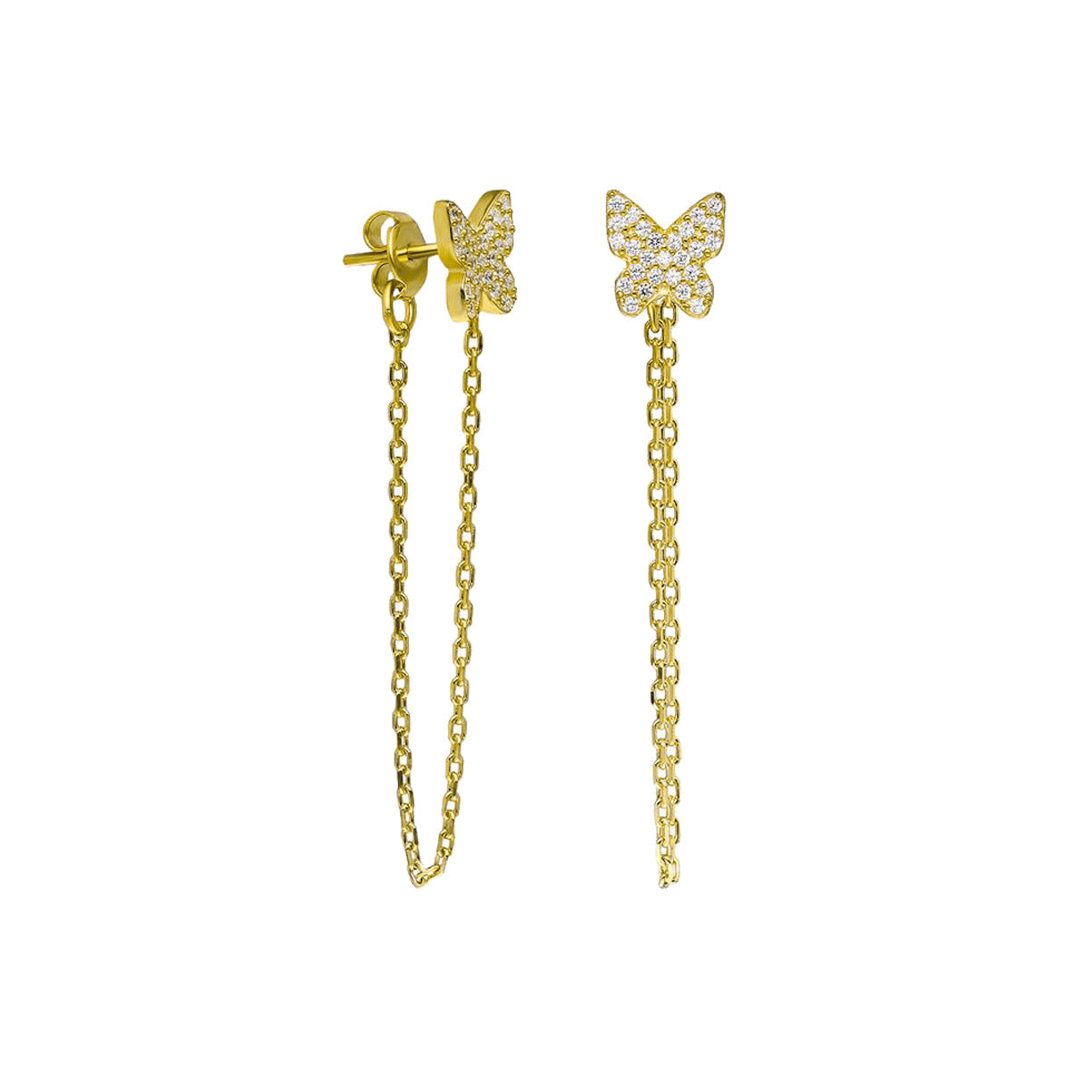 Zirkon Taşlı Kelebek Sallantılı Küpe | 925 Ayar Gümüş – Jeweliay Jewelry – 1 – Gold beyaz fon #RENK_gold