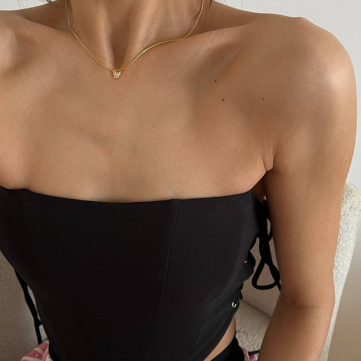 Zirkon Taşlı Kelebek Sallantılı Yılan Zincir Kolye | 925 Ayar Gümüş – Jeweliay Jewelry – 7
