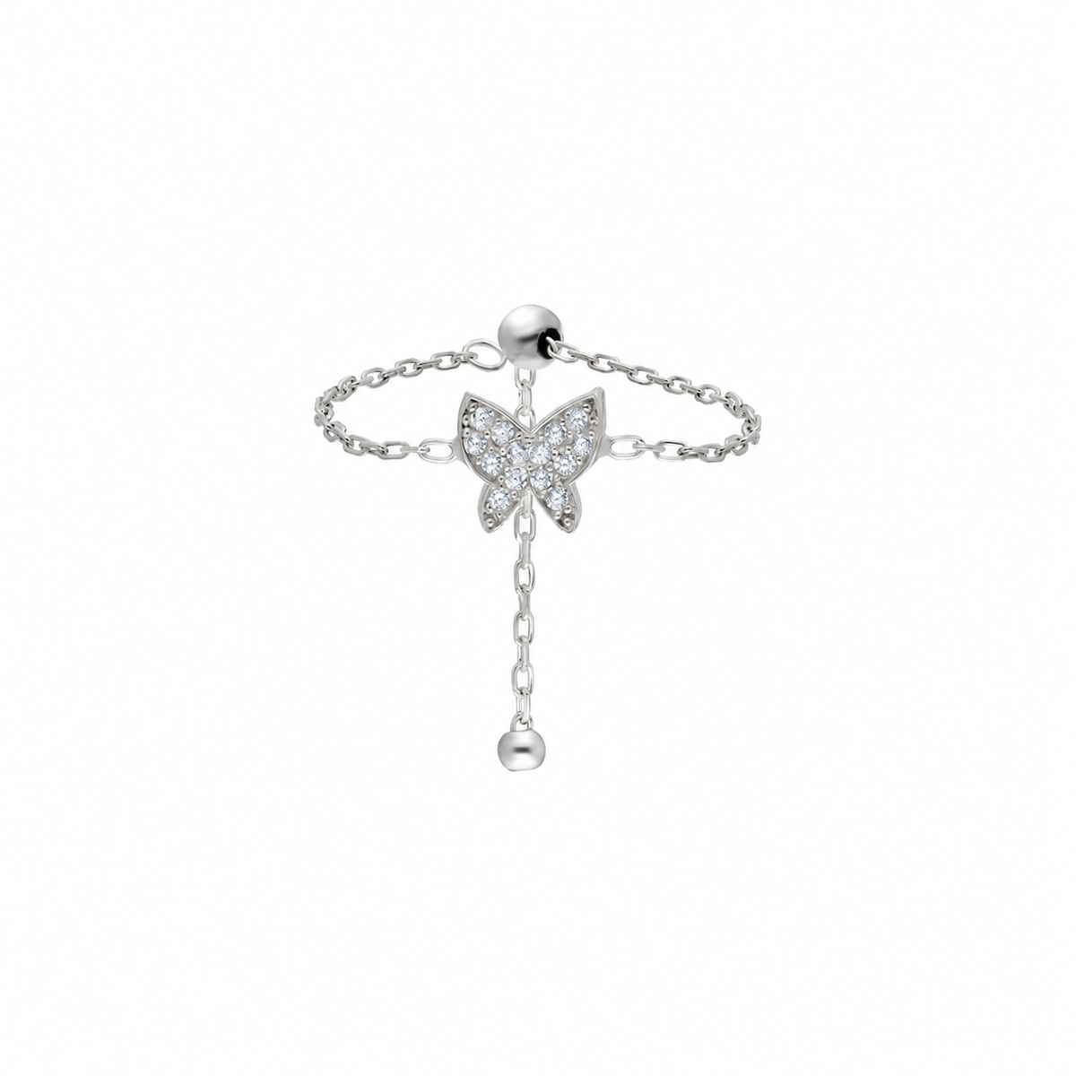 Zirkon Taşlı Kelebek Zincir Yüzük | 925 Ayar Gümüş – Jeweliay Jewelry – 3 – Silver beyaz fon #RENK_silver