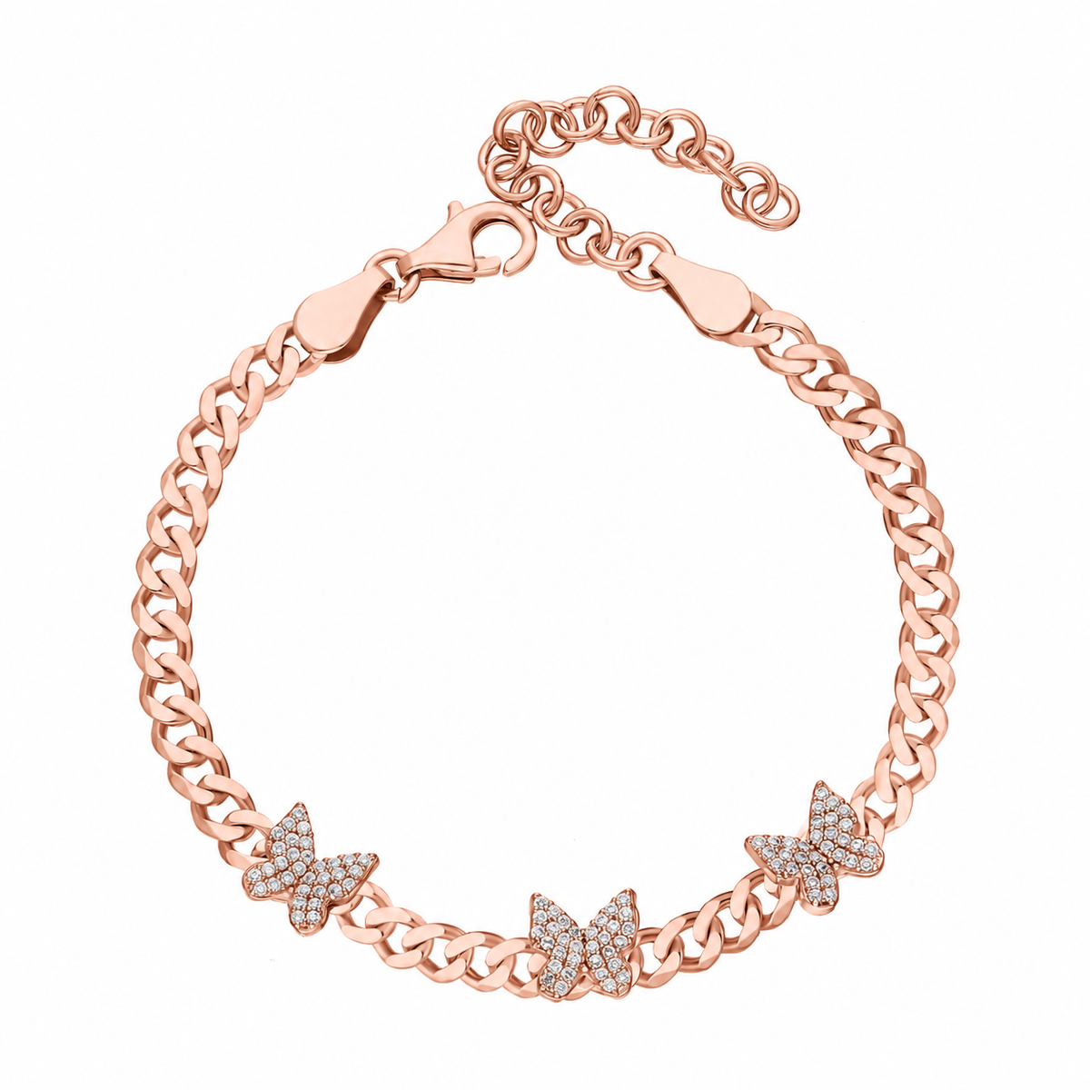 Zirkon Taşlı Kelebekli Gurmet Zincir Bileklik | 925 Ayar Gümüş – Jeweliay Jewelry – 3 – Rose beyaz fon #RENK_rose