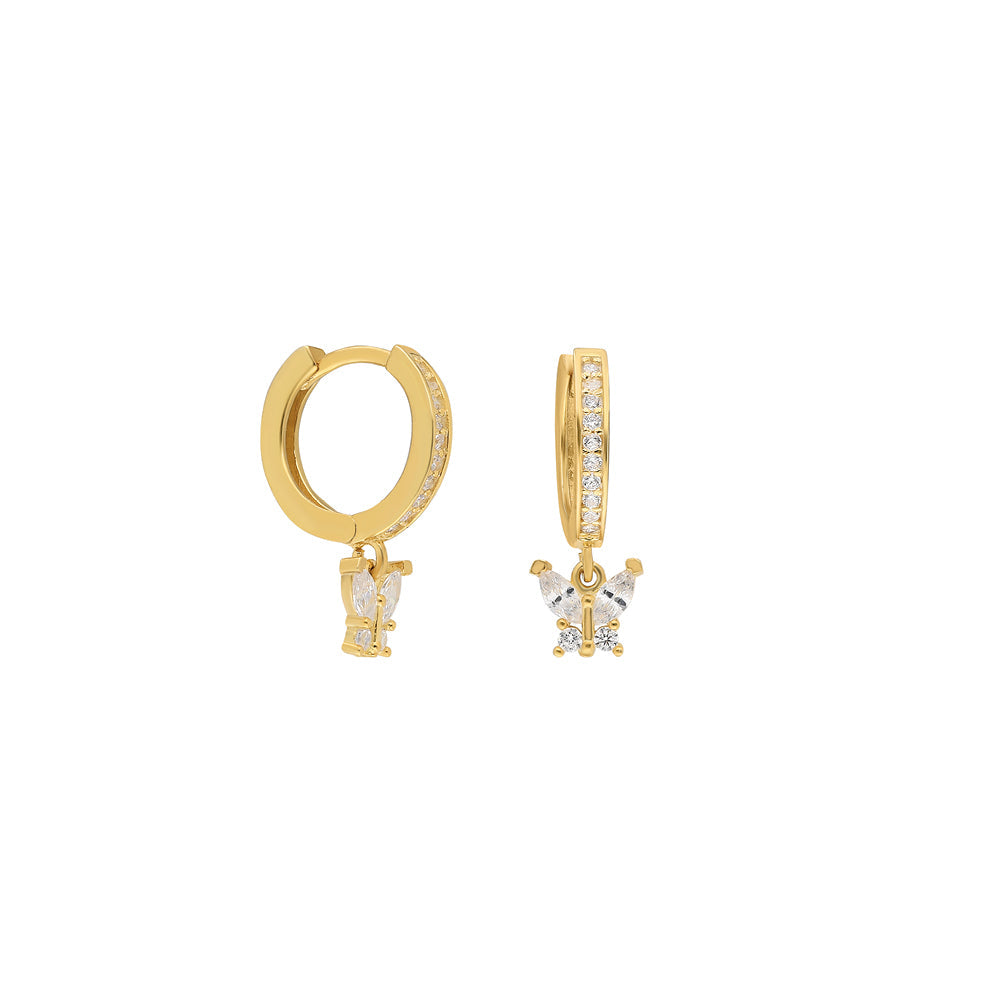 Zirkon Taşlı Mengeç Minimal Kelebek Sallantılı Küpe | 925 Ayar Gümüş – Jeweliay Jewelry – 1 – Gold beyaz fon #RENK_gold