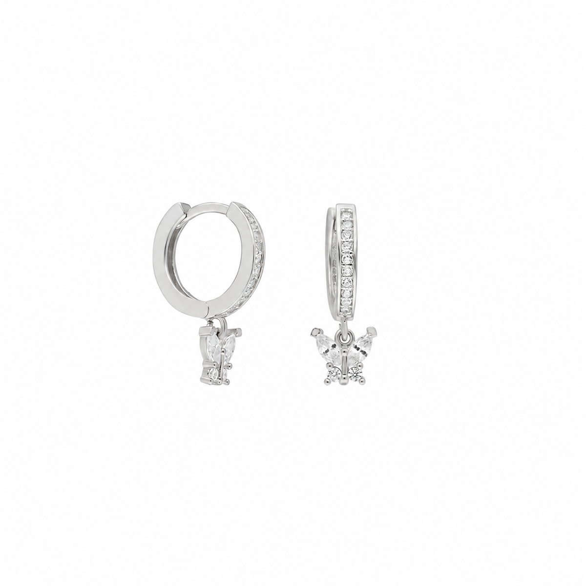 Zirkon Taşlı Mengeç Minimal Kelebek Sallantılı Küpe | 925 Ayar Gümüş – Jeweliay Jewelry – 2 – Silver beyaz fon #RENK_silver