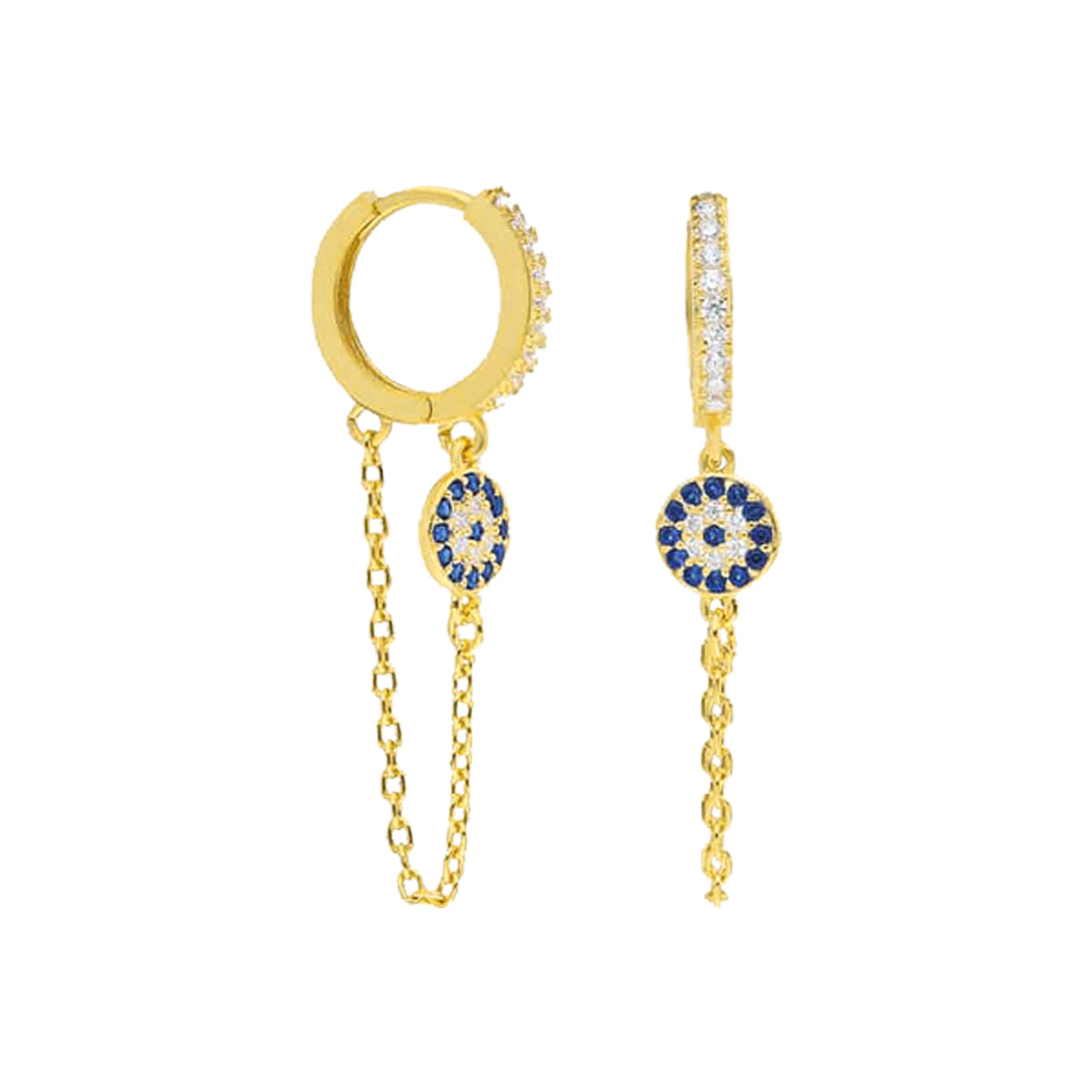 Zirkon Taşlı Mengeç Nazar Sallantılı Küpe | 925 Ayar Gümüş – Jeweliay Jewelry – 1 – Gold beyaz fon #RENK_gold