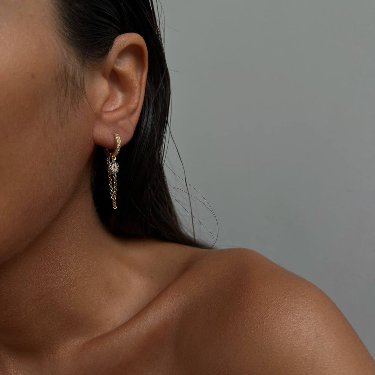 Zirkon Taşlı Mengeç Nazar Sallantılı Küpe | 925 Ayar Gümüş – Jeweliay Jewelry – 4