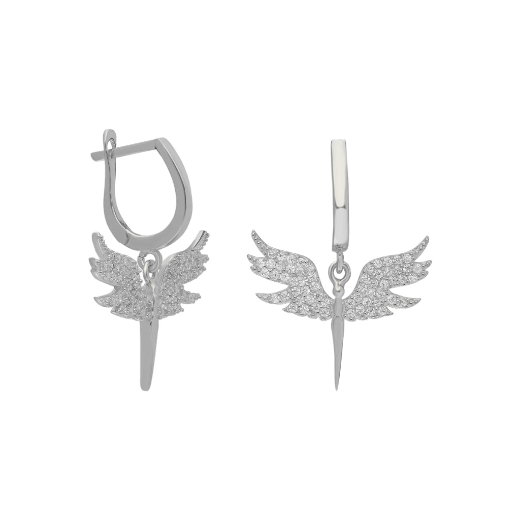 Zirkon Taşlı Mikail Melek Küpe | 925 Ayar Gümüş – Jeweliay Jewelry – 3 – Silver beyaz fon #RENK_silver