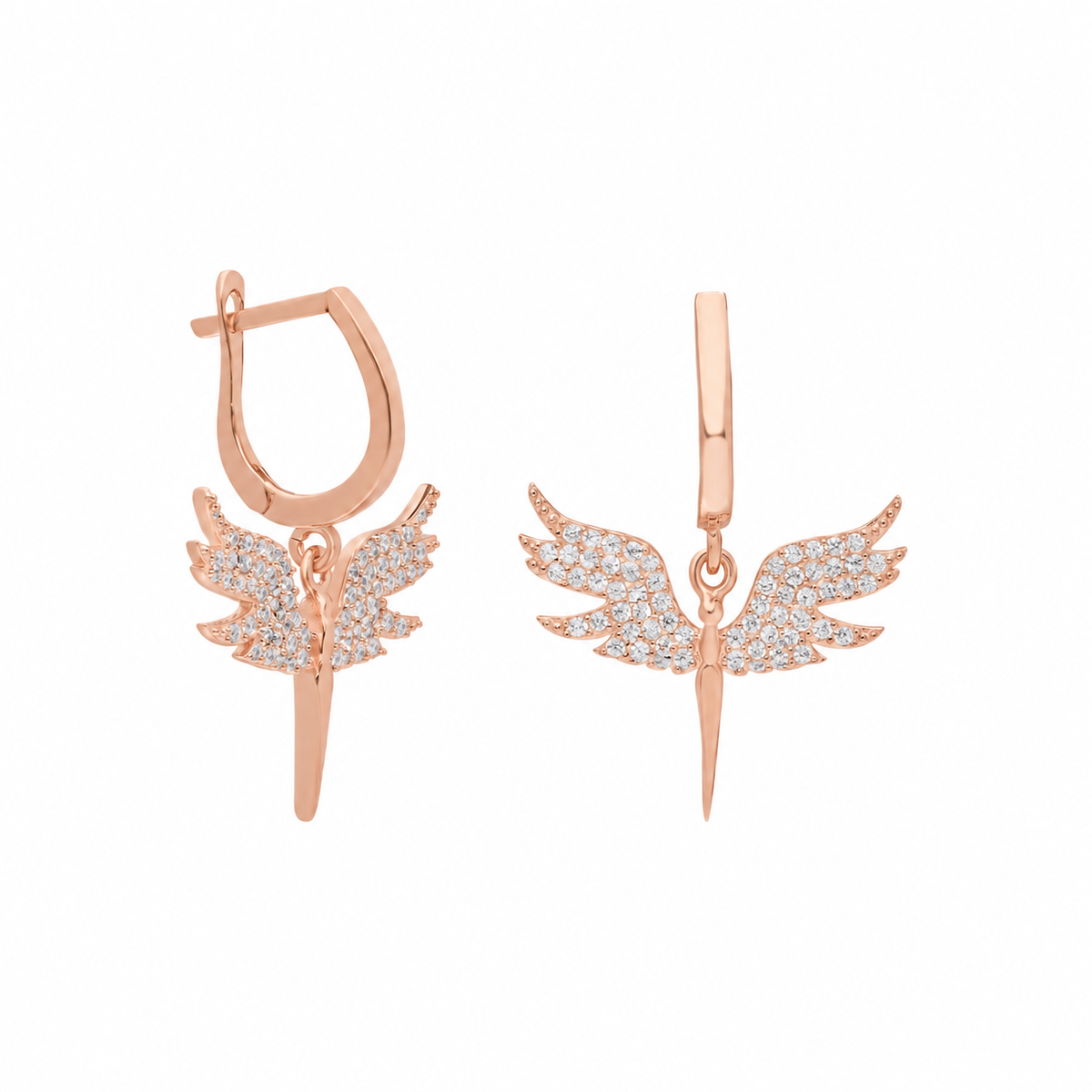 Zirkon Taşlı Mikail Melek Küpe | 925 Ayar Gümüş – Jeweliay Jewelry – 4 – Rose beyaz fon #RENK_rose