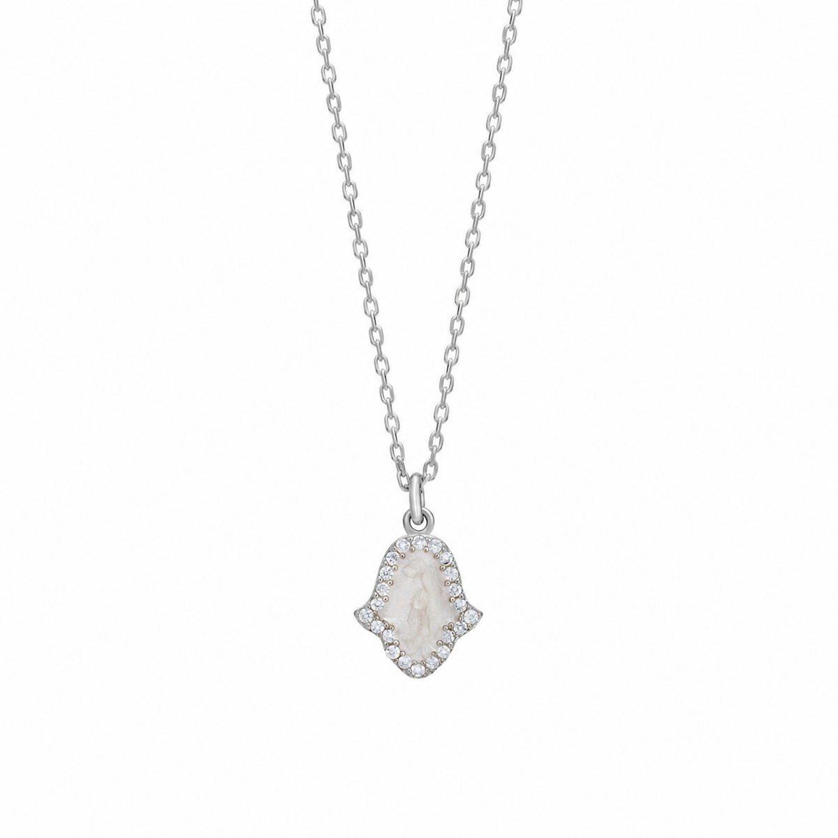 Zirkon Taşlı Mineli Fatma Ana Eli Kolye | 925 Ayar Gümüş – Jeweliay Jewelry – 2 – Silver beyaz fon #RENK_silver