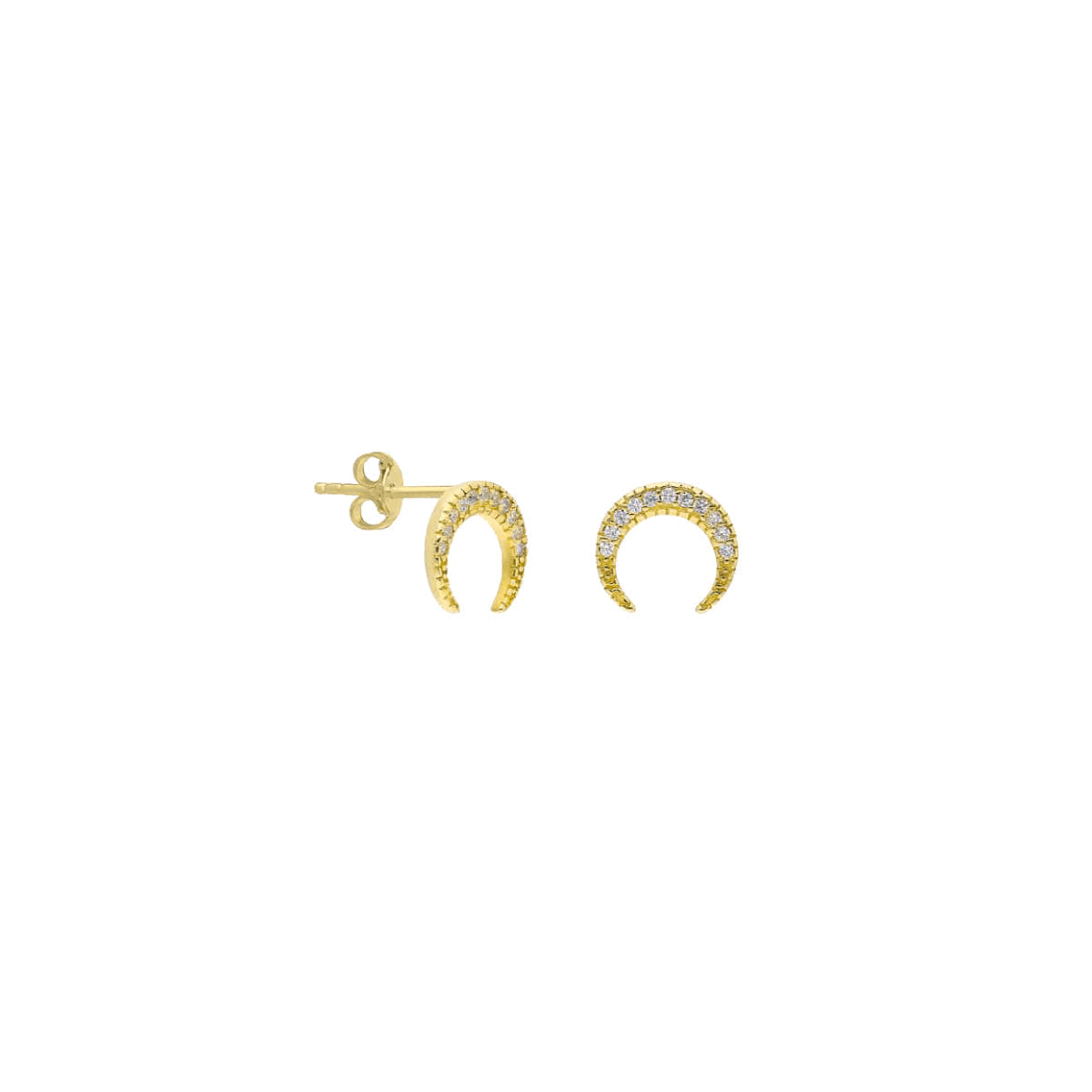Zirkon Taşlı Mini Ay Küpe | 925 Ayar Gümüş – Jeweliay Jewelry – 1 – Gold beyaz fon #RENK_gold