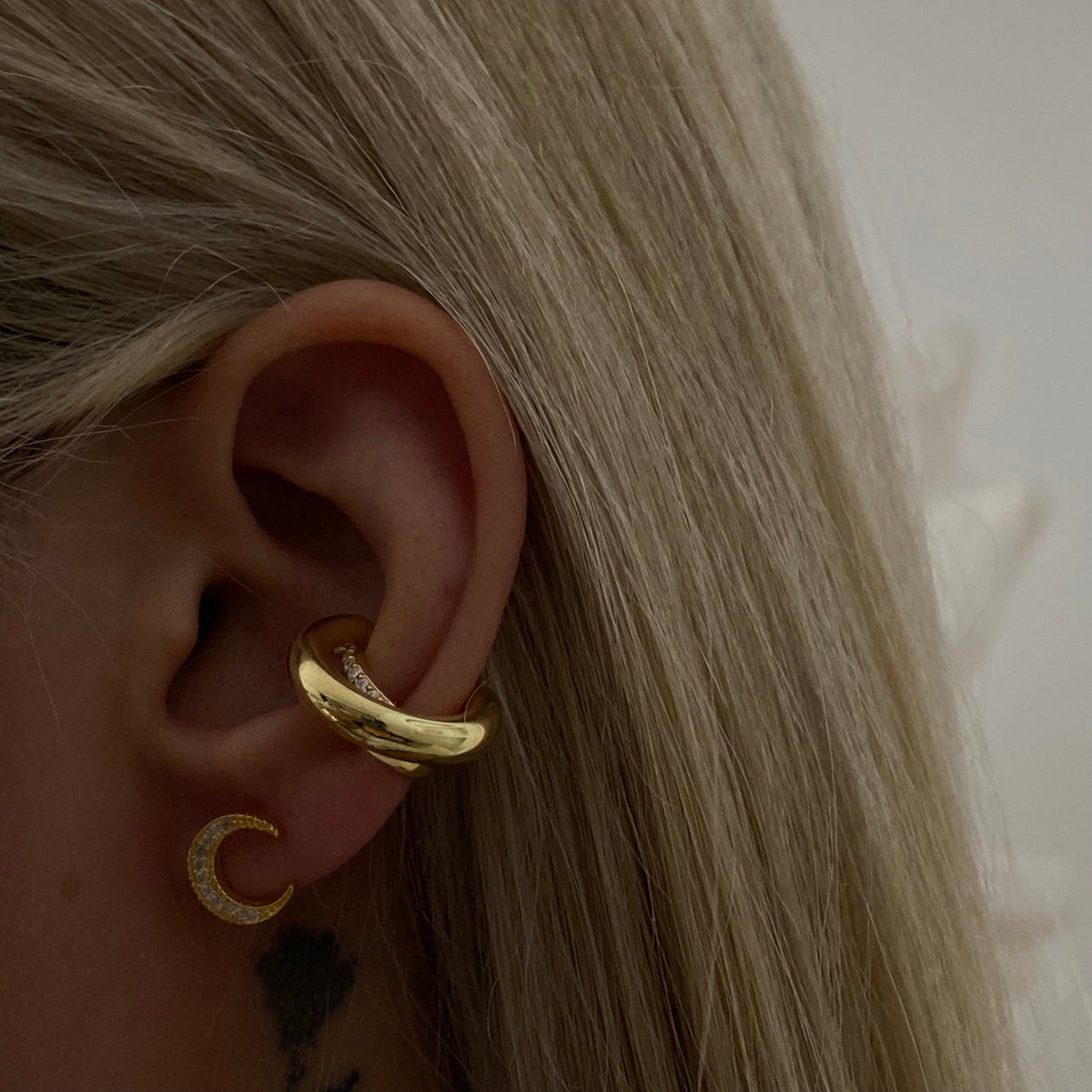 Zirkon Taşlı Mini Ay Küpe | 925 Ayar Gümüş – Jeweliay Jewelry – 4