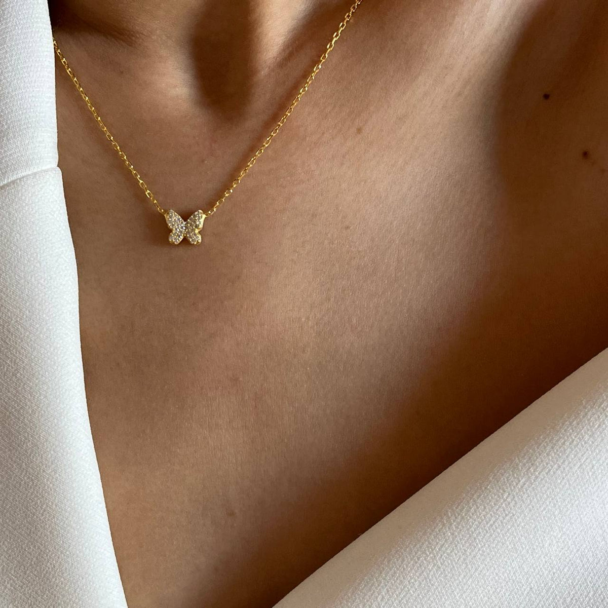 Zirkon Taşlı Minimal Kelebek Kolye | 925 Ayar Gümüş – Jeweliay Jewelry – 4