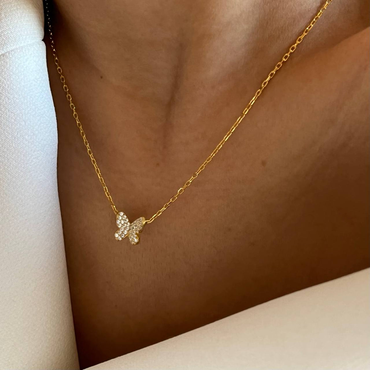 Zirkon Taşlı Minimal Kelebek Kolye | 925 Ayar Gümüş – Jeweliay Jewelry – 5