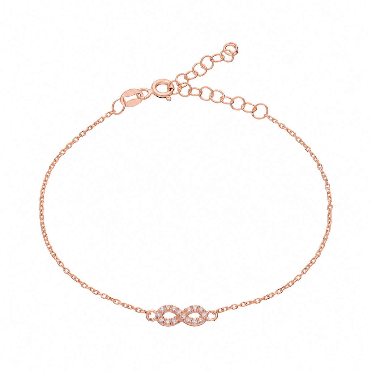 Zirkon Taşlı Minimal Sonsuzluk Bileklik | 925 Ayar Gümüş – Jeweliay Jewelry – 3 – Rose beyaz fon #RENK_rose