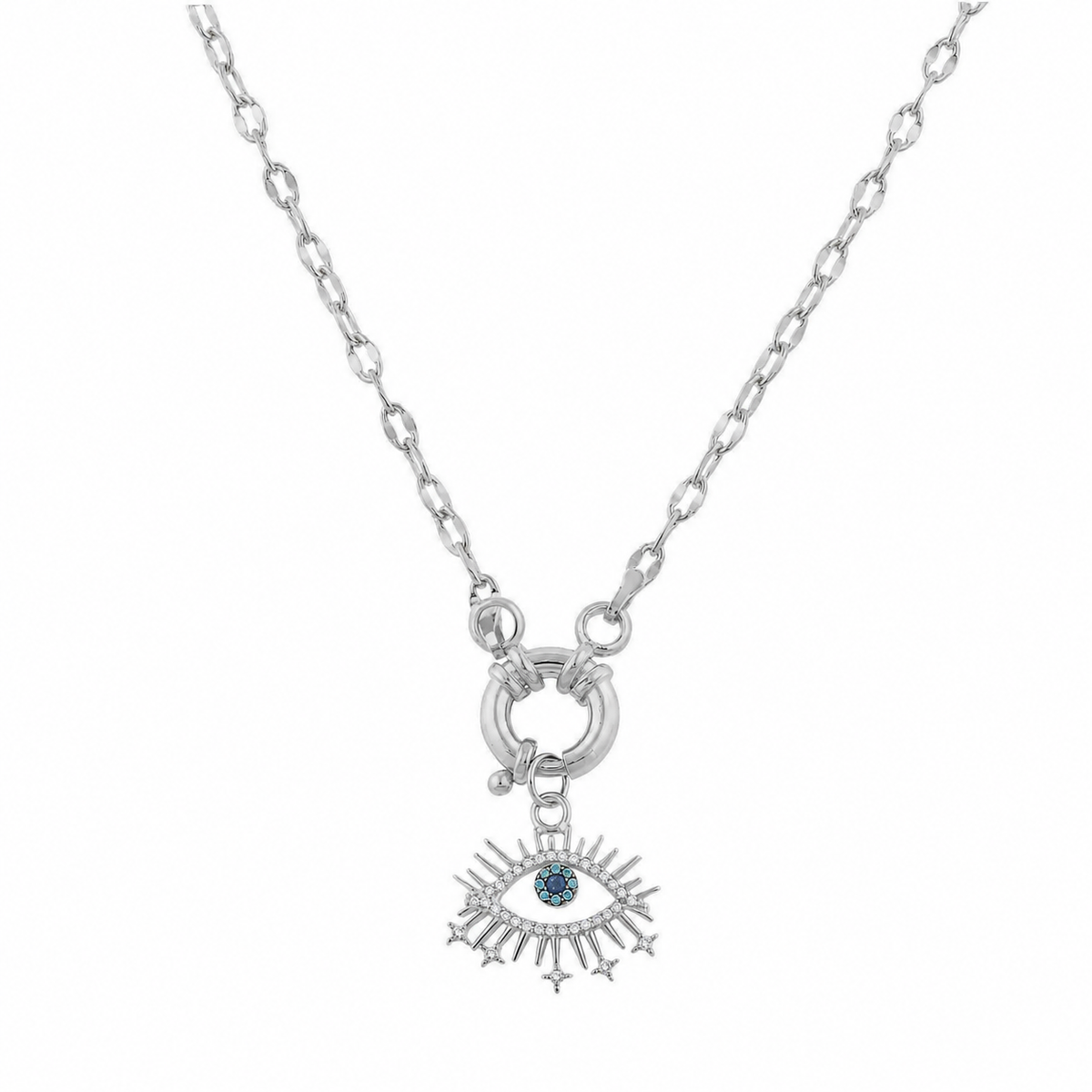 Zirkon Taşlı Miya Göz Kolye | 925 Ayar Gümüş – Jeweliay Jewelry – 2 – Silver beyaz fon #RENK_silver